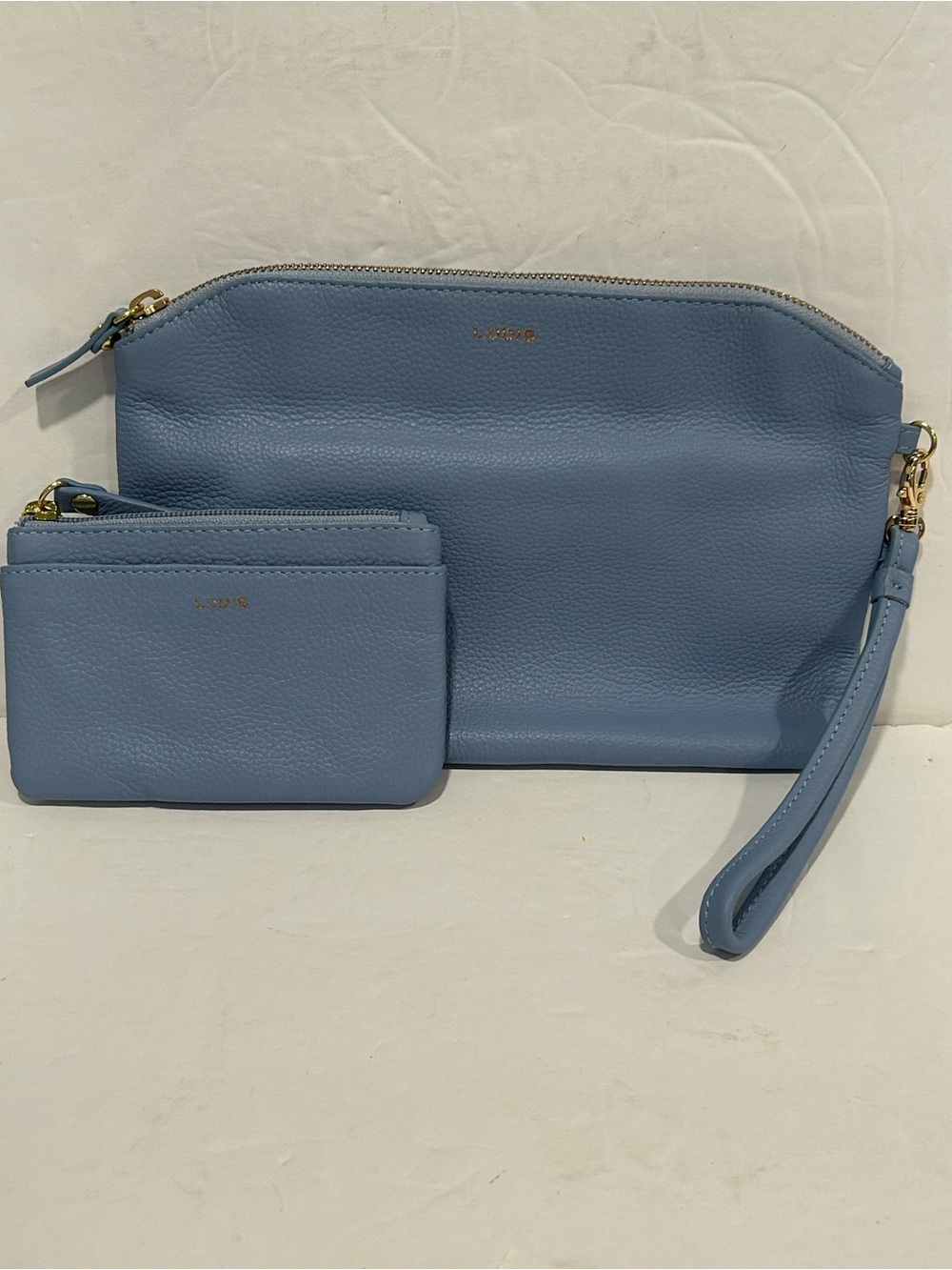 Lodis Leather Wristlet Clutch Purse and Wallet Set, Bay Blue, RFID, Coastal